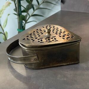 Brass Vintage Heart Trinket Box Decorative Small Potpourri Incense Jewelry India